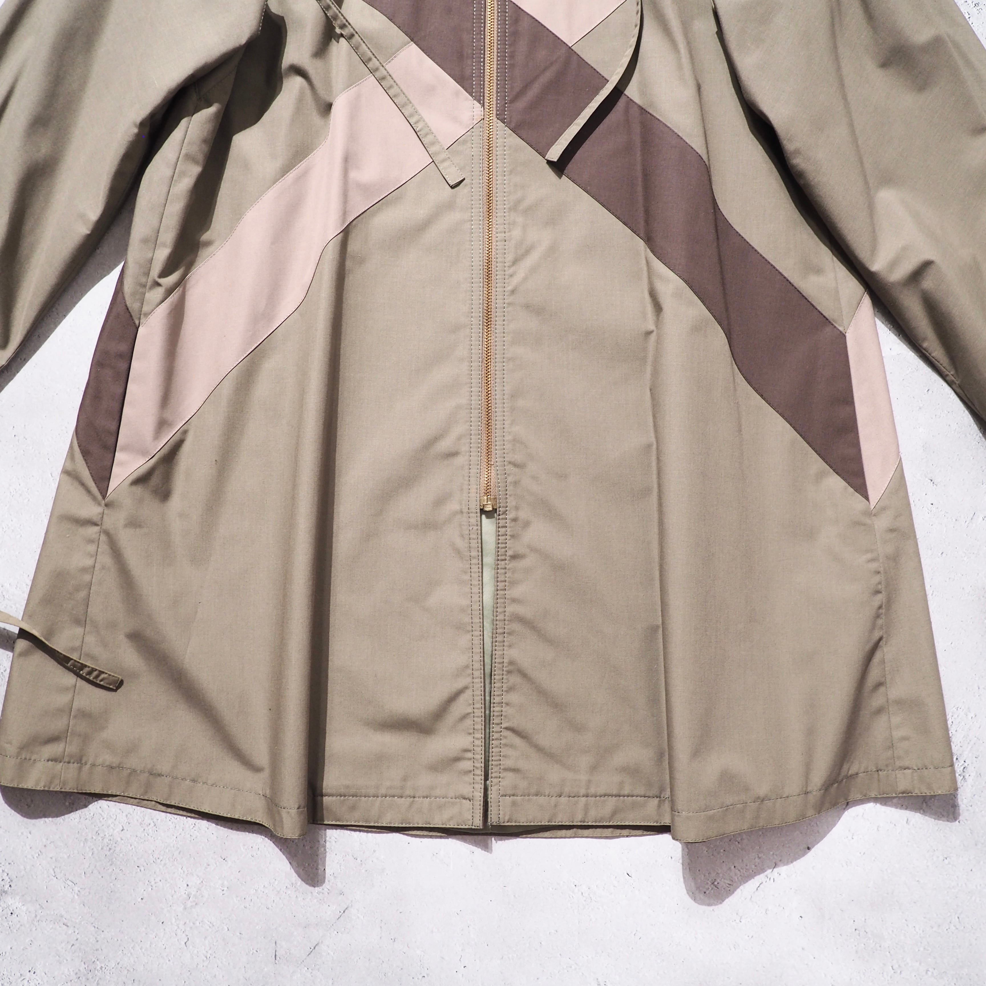 1980s " Unknown " Cross panel × Draw cord Design vintage Stand collar coat