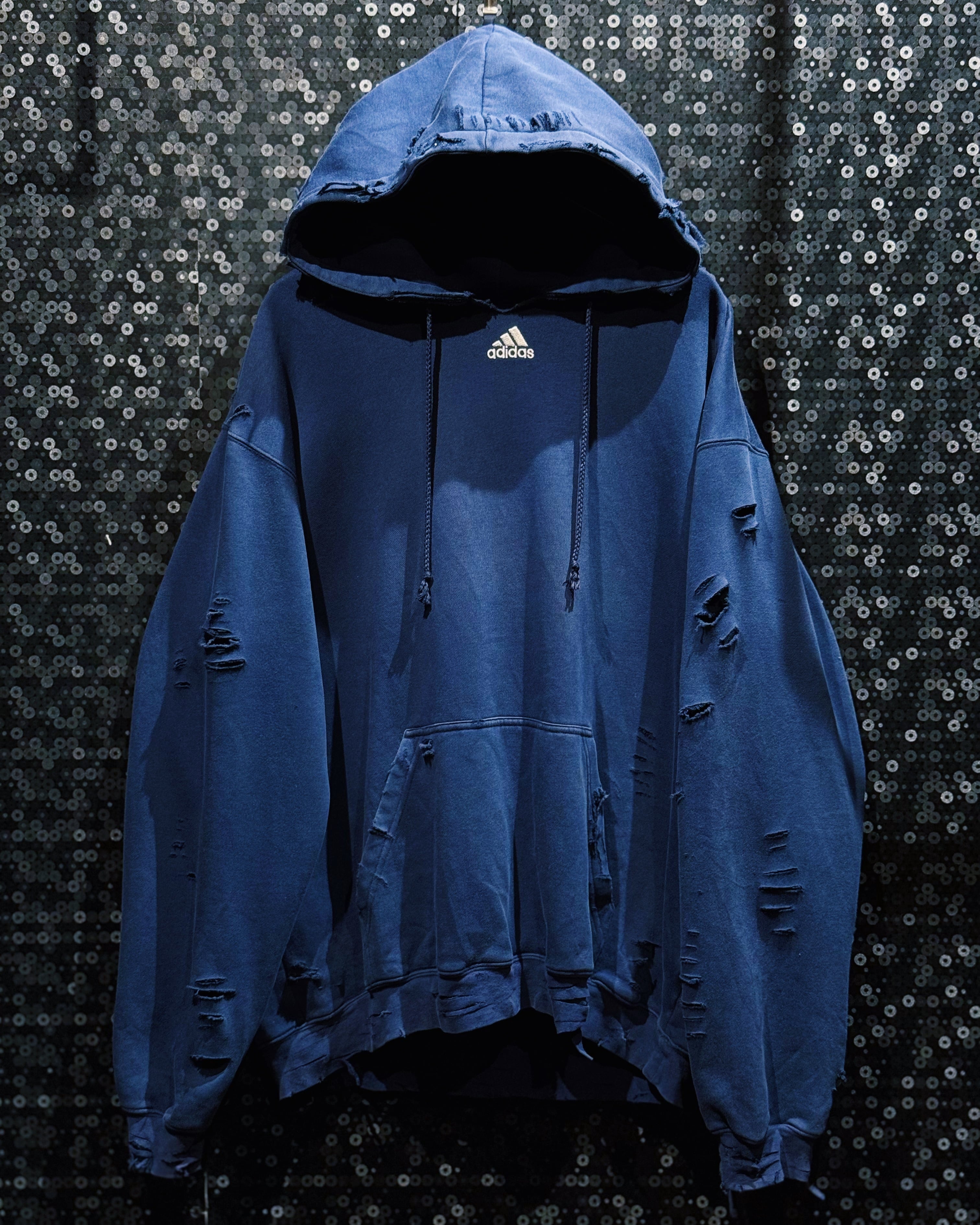 【ÆIEM】Original"boro"Remake adidas Performance Logo Hoodie – Navy color