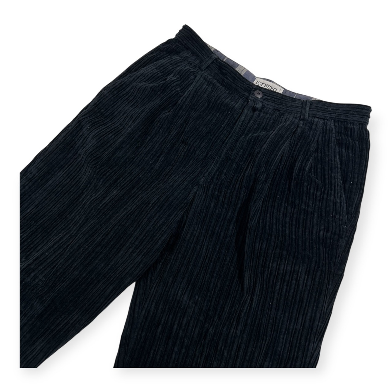 イタリア製 ICEBERG アイスバーグ 太畝 コーデュロイ ウール パンツ サイズ 52/36 /D-HG1118/ビンテージ/ブラック系