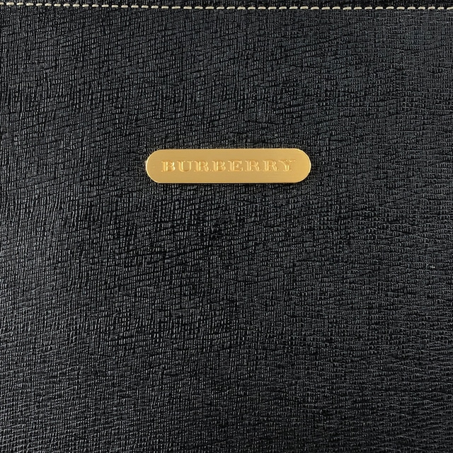 BURBERRY バーバリー ハンドバッグ ブラック ロゴプレート レザー バケツ型 vintage ヴィンテージ オールド i2msc4