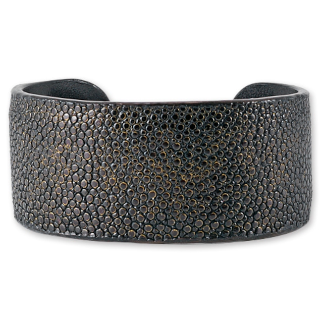 【VAN AMBURG LEATHERS　ヴァンアンバーグレザーズ　Bracelet　ブレスレット】30mmレザーバングル/ホログラムスティングレイ/ブロンズゴールド【送料無料】