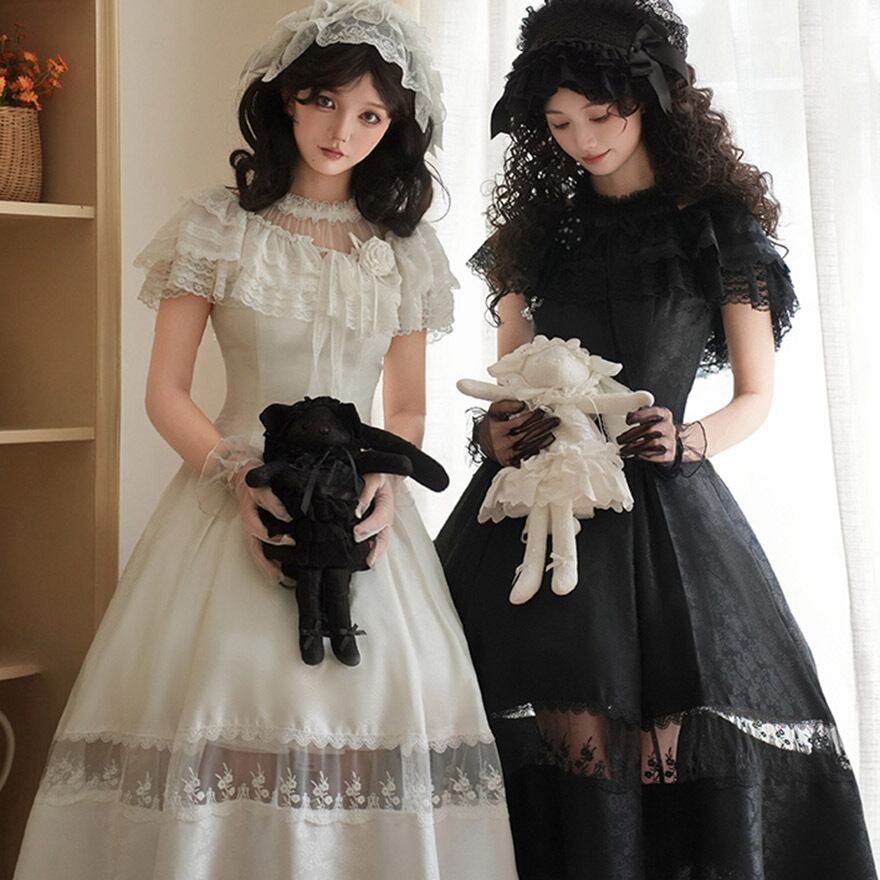 ゴスロリ セットアップ 4点セット へアドレス付き PUJI ホルターネック ダークファッション イベント コンカフェ衣装