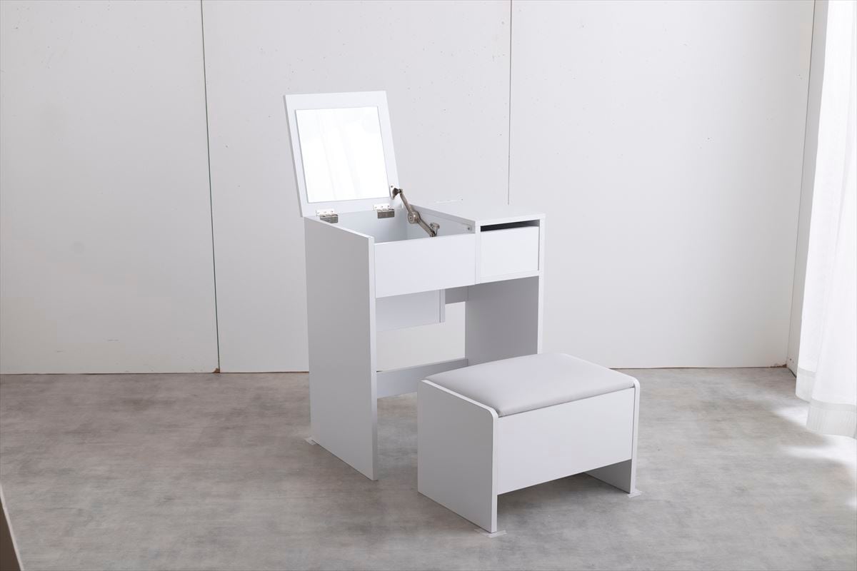 全2色】コンパクトでベーシックな収納スツール付きコンパクト