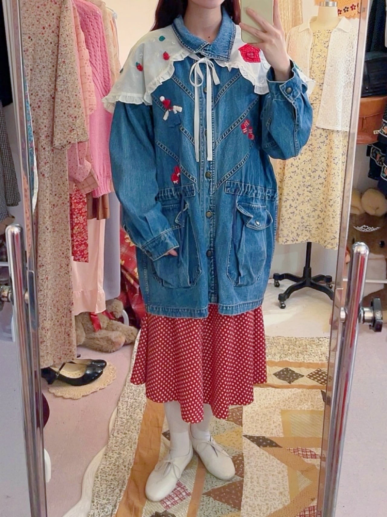 remake ✂︎ walking dwarf frill collar denim jacket