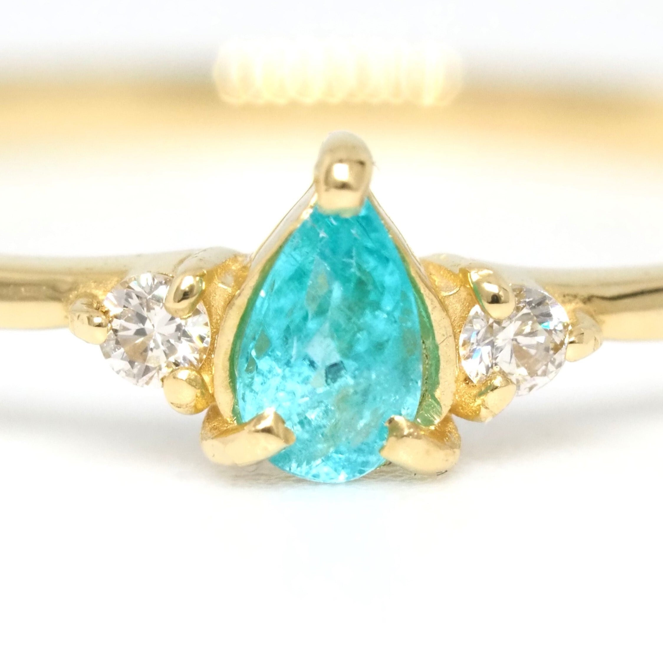 パライバトルマリン ブラジル産 リング 0.1ct D0.02ct k18 CGL 