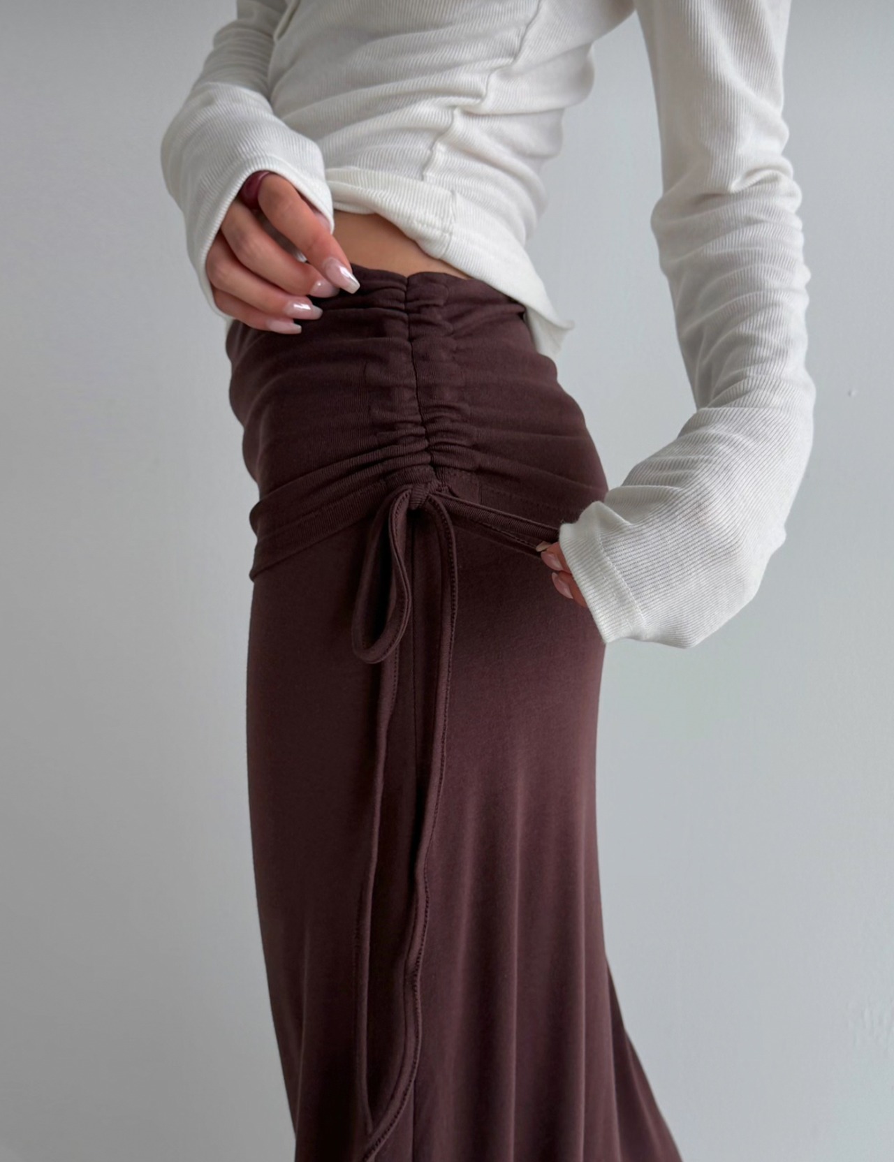 【新作5%OFF・3日間】Side-Shirring Stretch Skirt_3colors