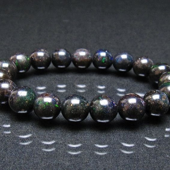ブラックオパール ブレスレット 11mm 一点物  おまかせ便 111-37939