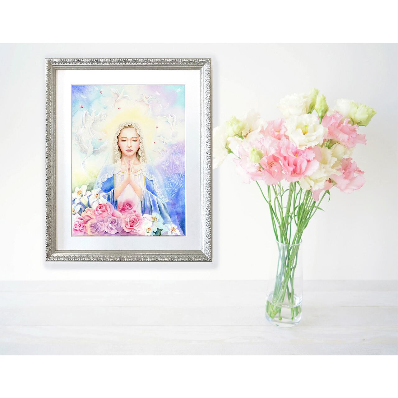 絵画 マリア様 ? 女神様の絵 『 聖母マリア 祝福 』 複製画 大(太子サイズ)聖母