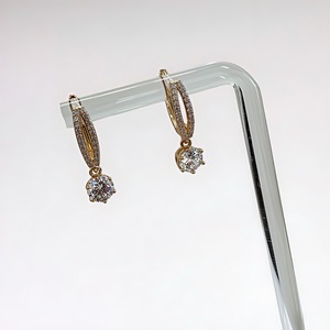 CRYSTAL DROP HOOP 18K コーティングリングピアス
