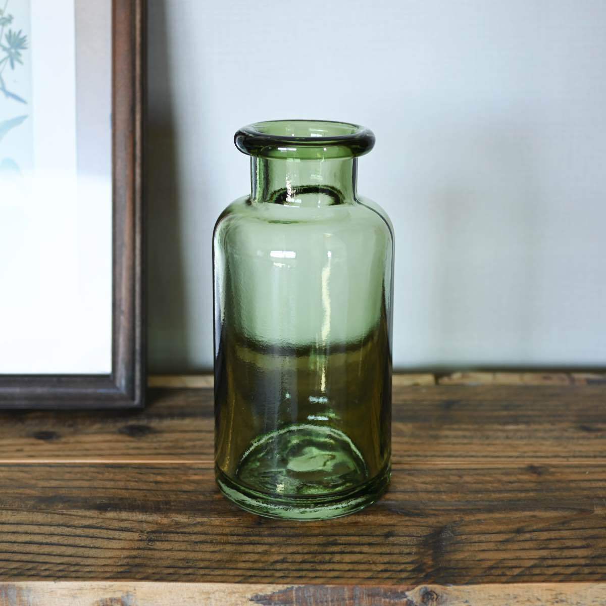 クラシカルガラスフラワーベース|花瓶 緑系 グリーン インテリア 雑貨屋