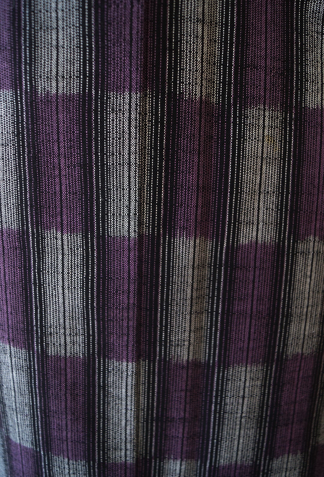 【単衣】縦細縞市松 久留米絣