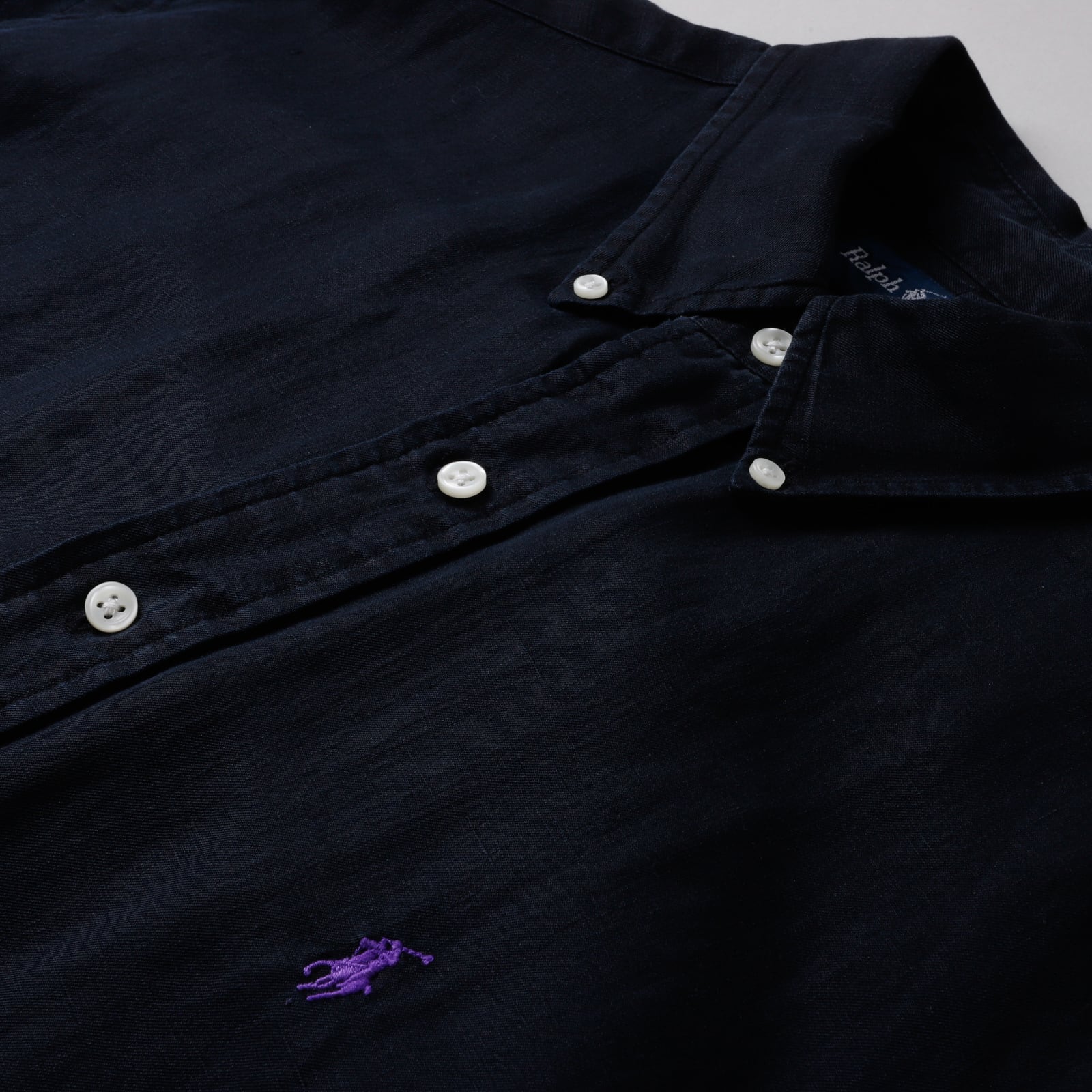 極美品】80s Ralph Lauren special linen silk shirt Black big size