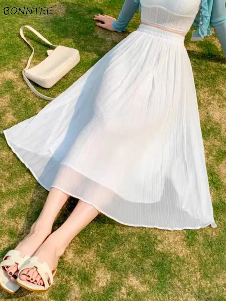 【新作】【送料無料】 ひだスカート女性 A ライン夏韓国スタイル甘いファッションオルシンプルオールマッチ気質レディース休暇カジュアルクラシック 0265433842055