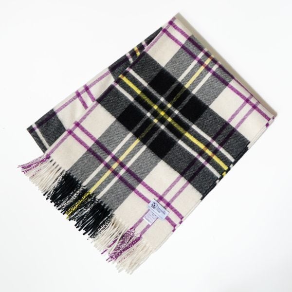 ジョンストンズ Johnsotns カシミヤ大判ストール ホワイト パープル