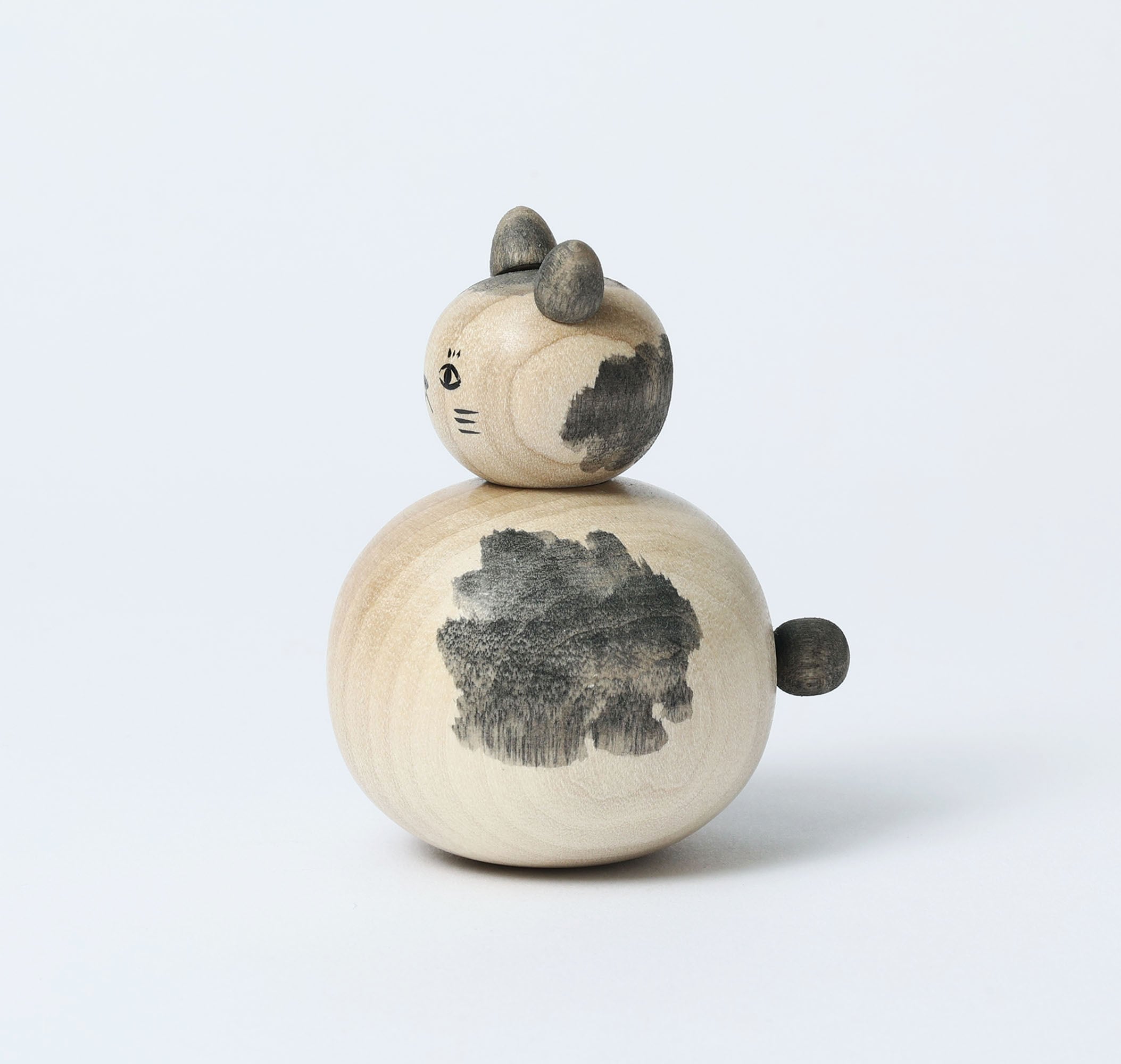 猫こけし-12】遠刈田系 小山芳美工人 7.5cm | Cat kokeshi doll, by