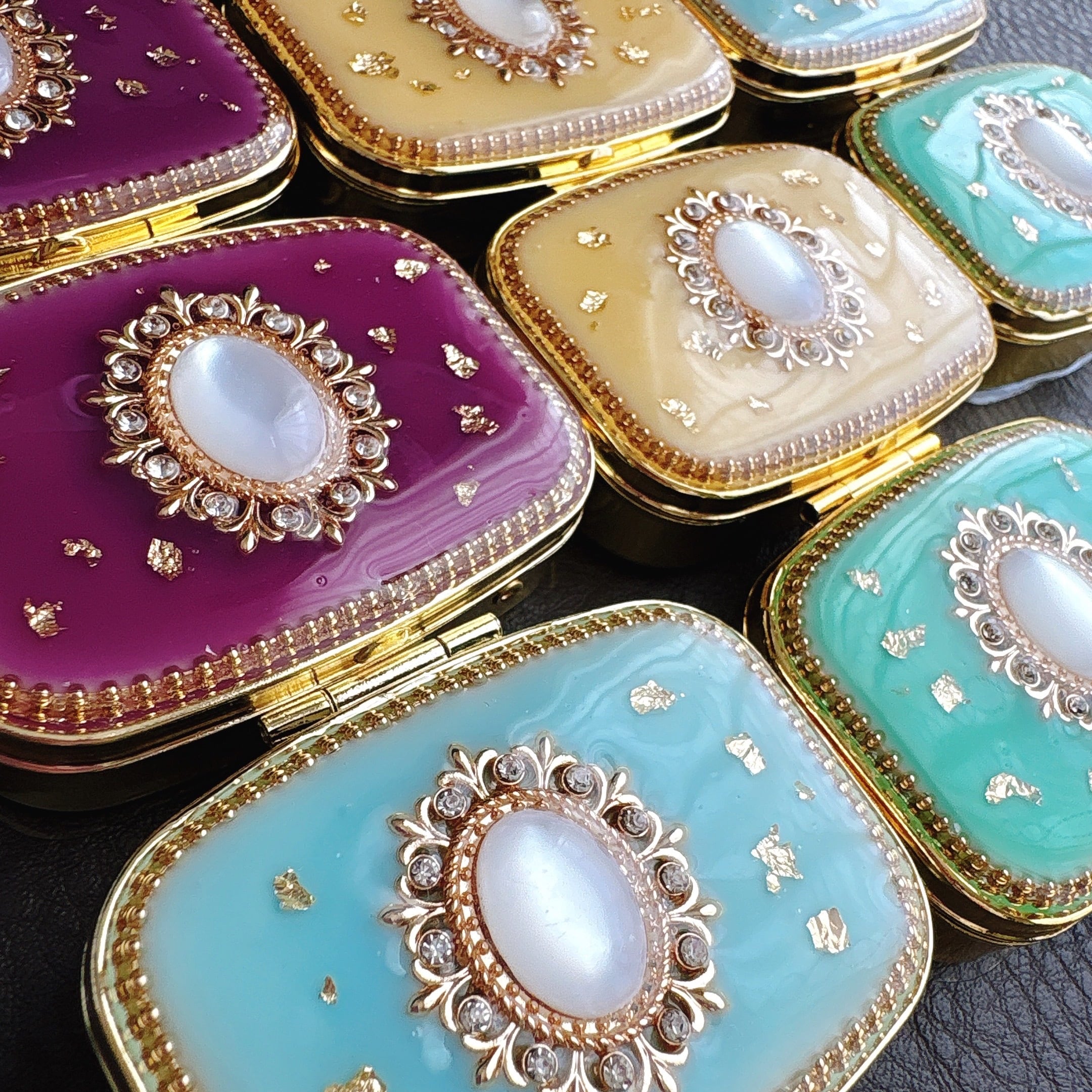 マカロンカラーのジュエリーケース― 小さな宝石箱 ―（鏡付き