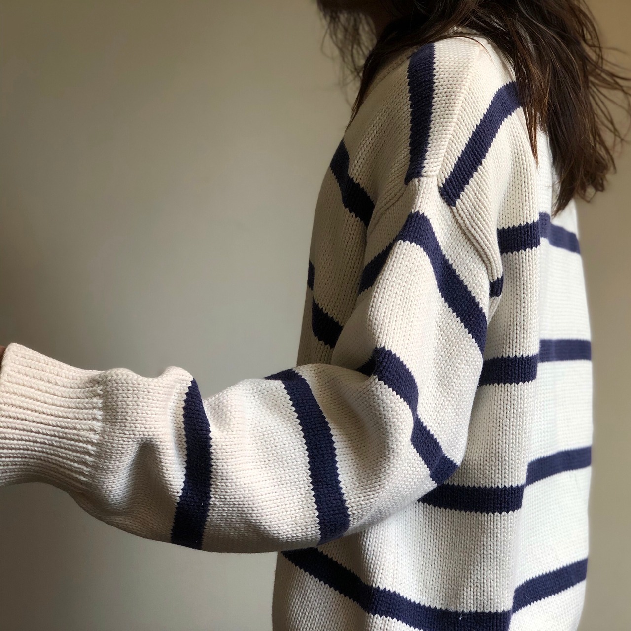 ショールカラー ボーダー コットンニット J.CREW | mill