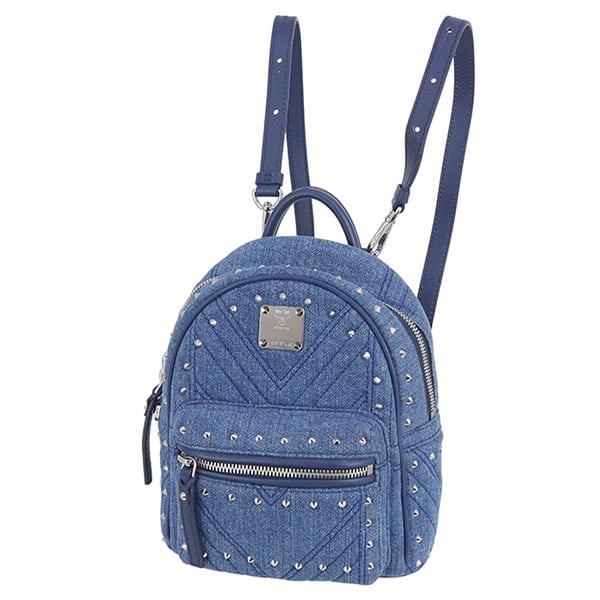 Used MCM エムシーエム バックパック ミニ スタッズ デニム 