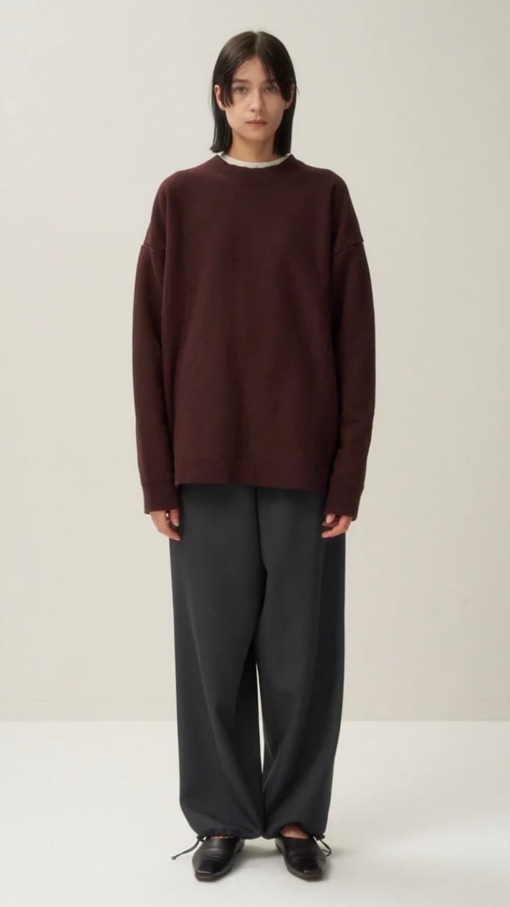 ATON -NATURAL DYED URAKE|OVERSIZED SWEATSHIRT- :BURGUNDY, :BEIGE 