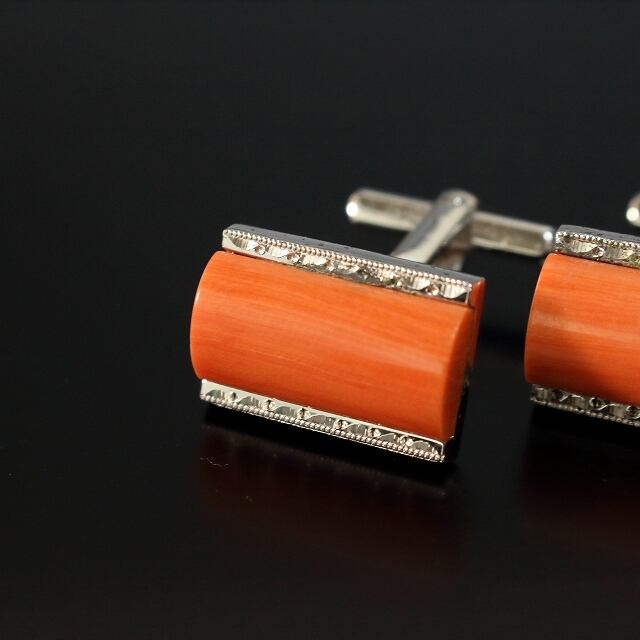 珊瑚 /スウィヴル(レバー)式 カフスボタン cuff links db12237-c | こ