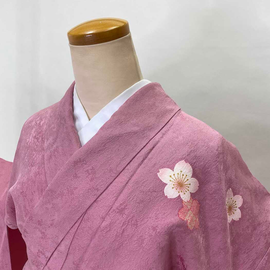 振袖 中古 ピンク 正絹 古典 裄66.5cm 身丈171.5cm 美品 M サイズ 成人