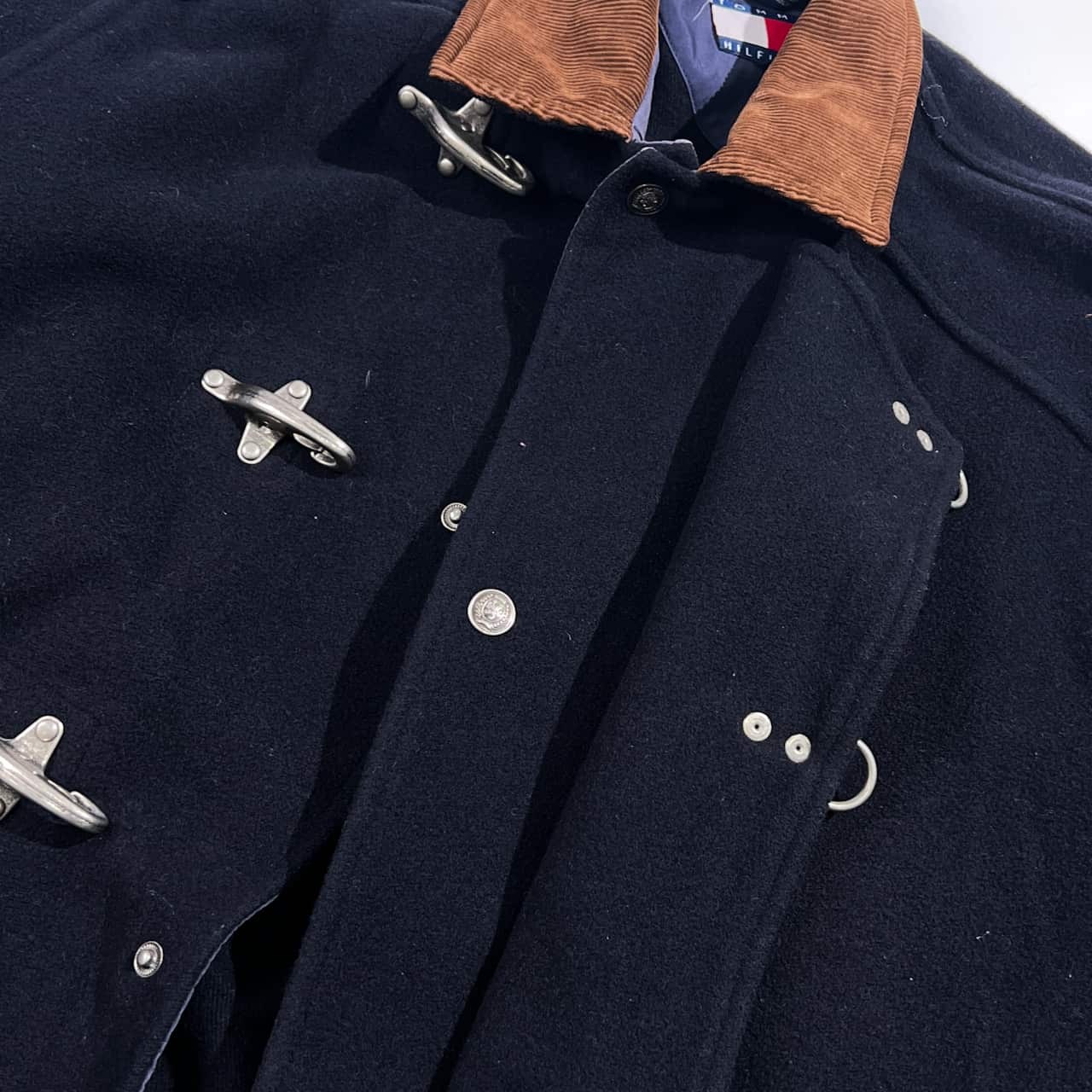 90s TOMMY HILFIGER トミーヒルフィガー ファイヤーマン コート ジャケット M/ネイビー ブラック メンズ ビンテージ