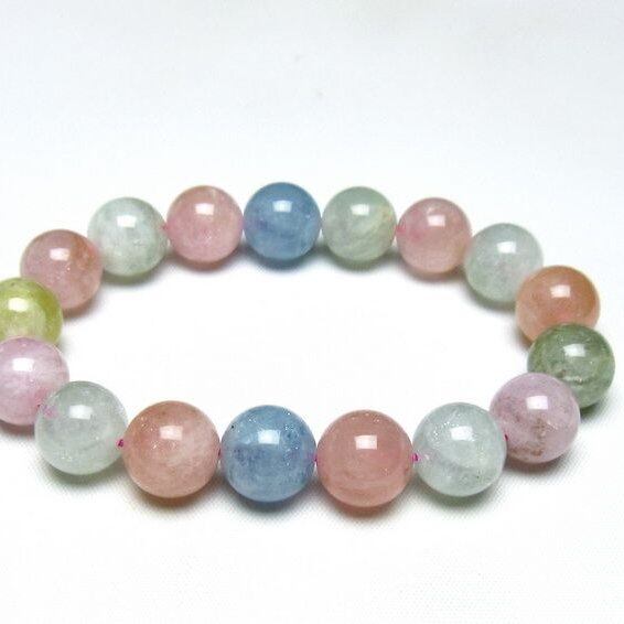 ミックスカラーベリル ブレスレット 12mm 一点物 メール便可 [M便 1/10] 111-48901