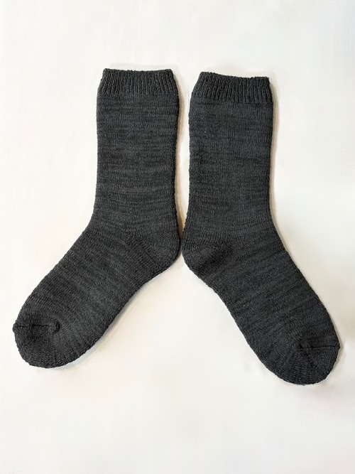 yahae・Silk Organic Cotton Pile Socks・Charcoal　4-4036-22