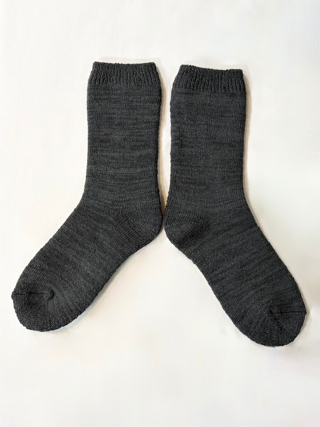 yahae・Silk Organic Cotton Pile Socks・Charcoal　4-4036-22