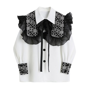 Ruffled lace collar blouse