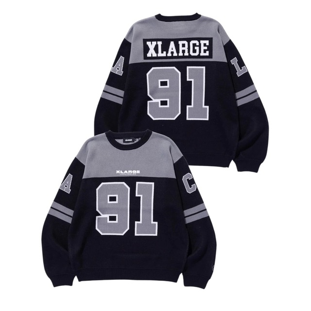 【XLARGE】FOOTBALL SWEATER / BLACK【エクストララージ】