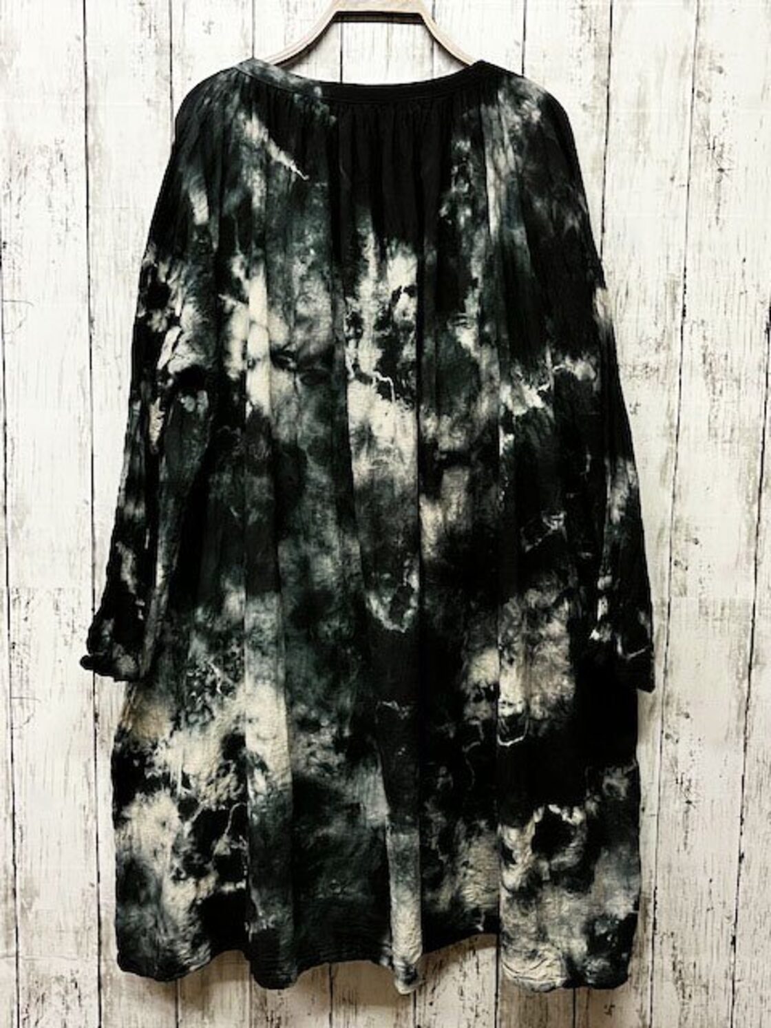 タイダイ染め Tie-dye 前開きワンピース ムラ染め ブラック HD20-34 