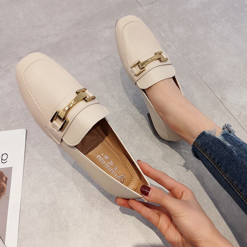 スプリングメタルバックル 靴 シューズ 春物 スクウェア 部族の婦人靴7137178