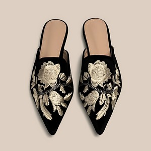 Velvet Pointed toe Mule F0025