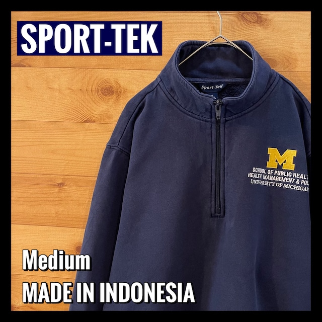 【SPORT-TEK】カレッジ 刺繍ロゴ ミシガン大学 ハーフジップ スウェット アメリカ古着