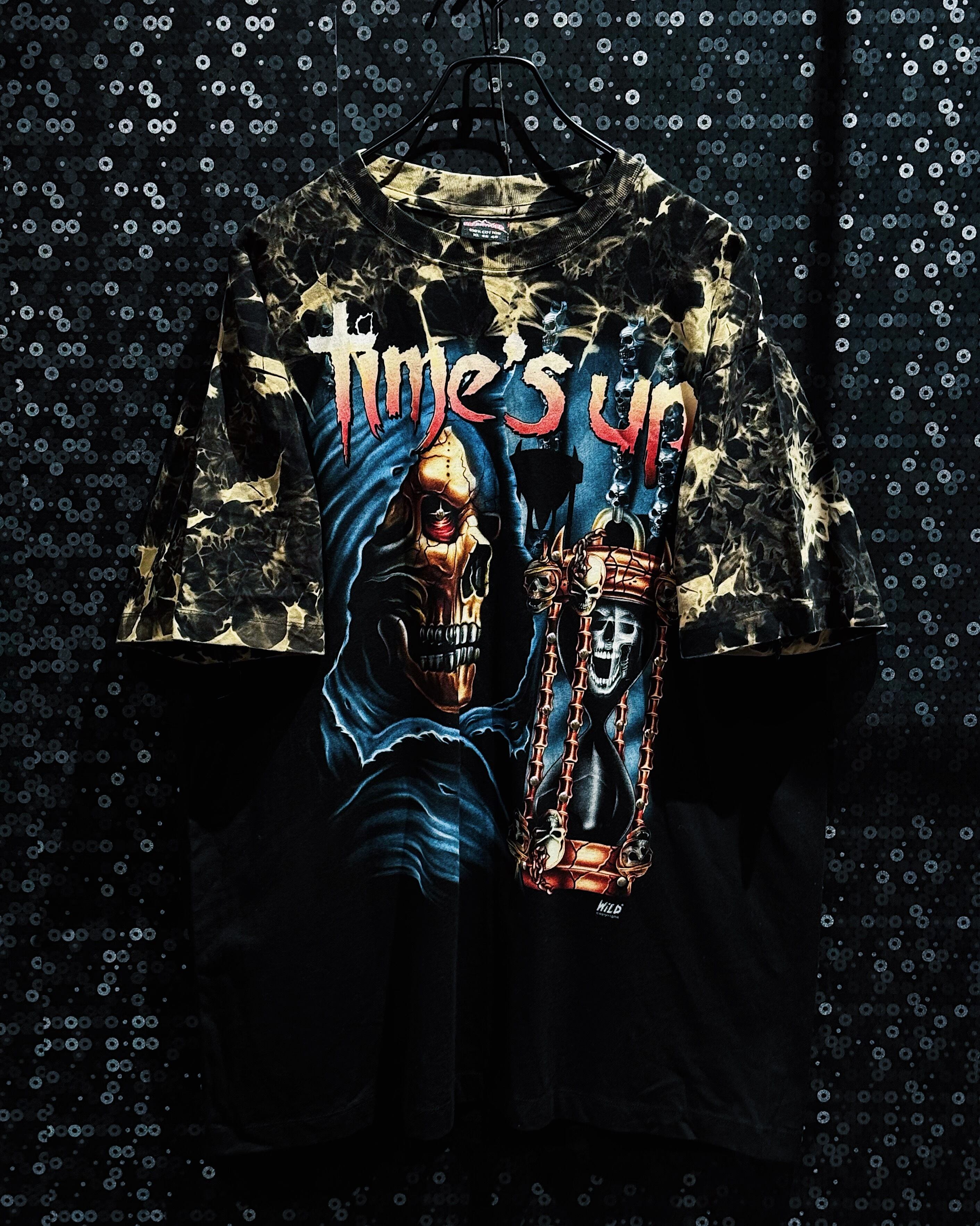 【ÆIEM】ROCK EAGLE “Time’s Up” Grim Reaper Bleach Tie-Dye Graphic T-shirt