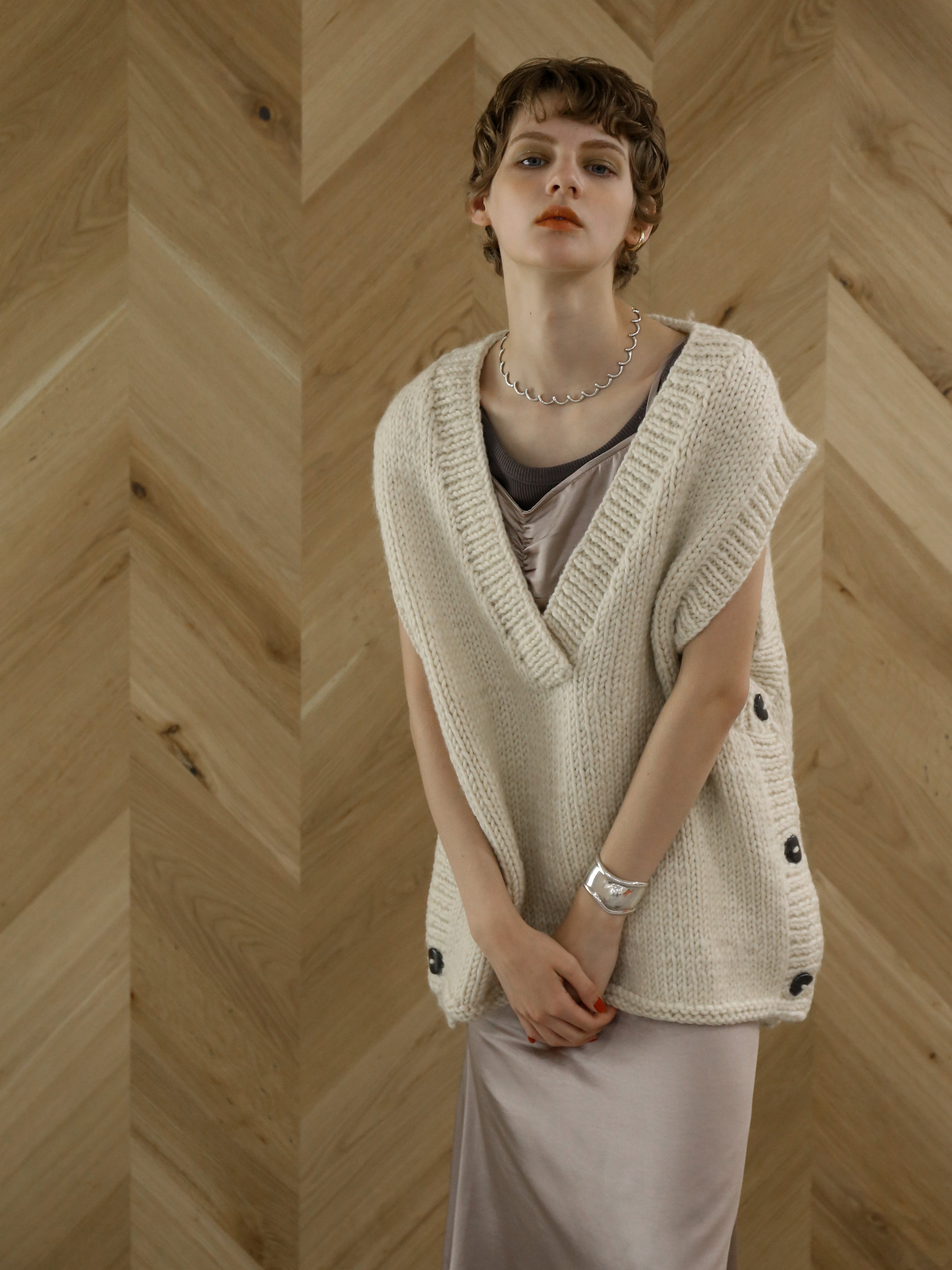 handmade knit vest（ivory） | Katrin TOKYO