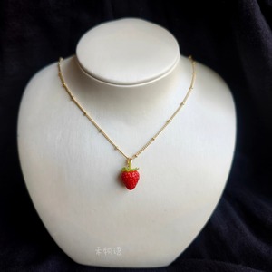【予約商品】まるで本物 いちご 1粒いちご14K ネックレス