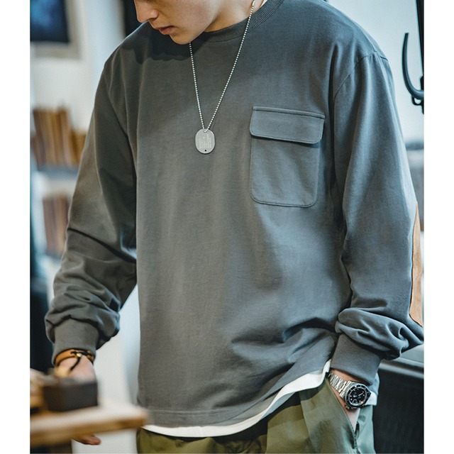 ポケットデザインラウンドネックスウェットシャツ 224083