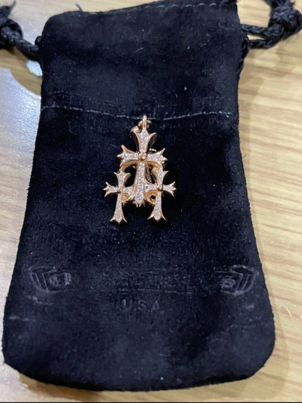 CHROME HEARTS クロムハーツ 22K 3 CH CROSS DROP P/D/ トリプルCH  