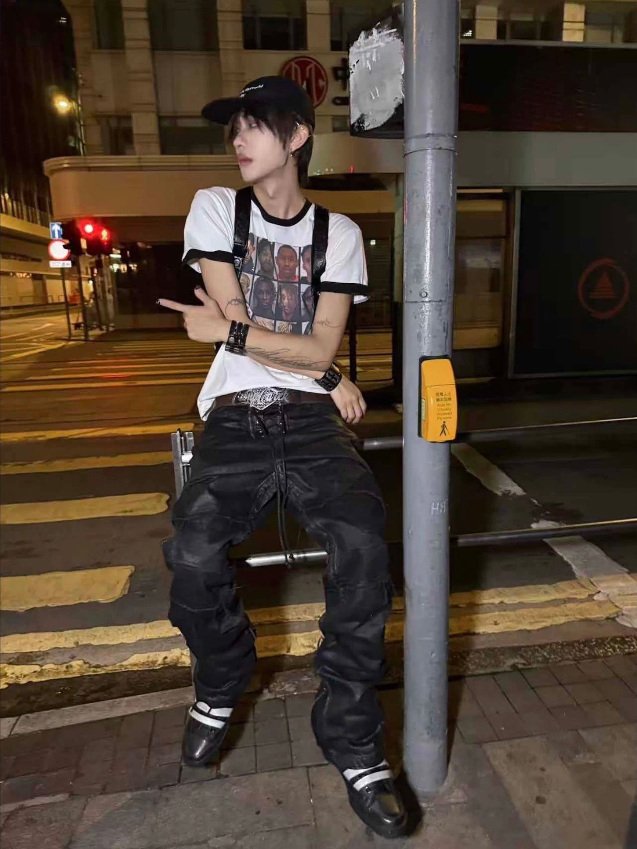【CinderVein】Lace Up Waxed Coated Denim Pants