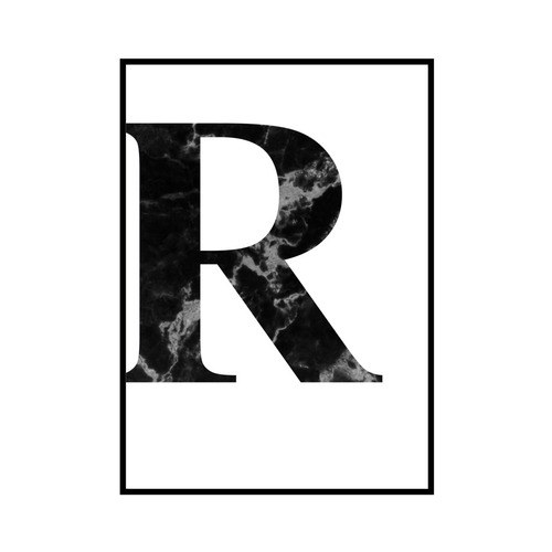 "R" 黒大理石 - Black marble - ALPHAシリーズ [SD-000519] B4サイズ ポスター単品
