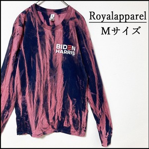 メンズタイダイ柄ブリーチ長袖TシャツM 古着屋 ロンT プリント ブランド 紺色