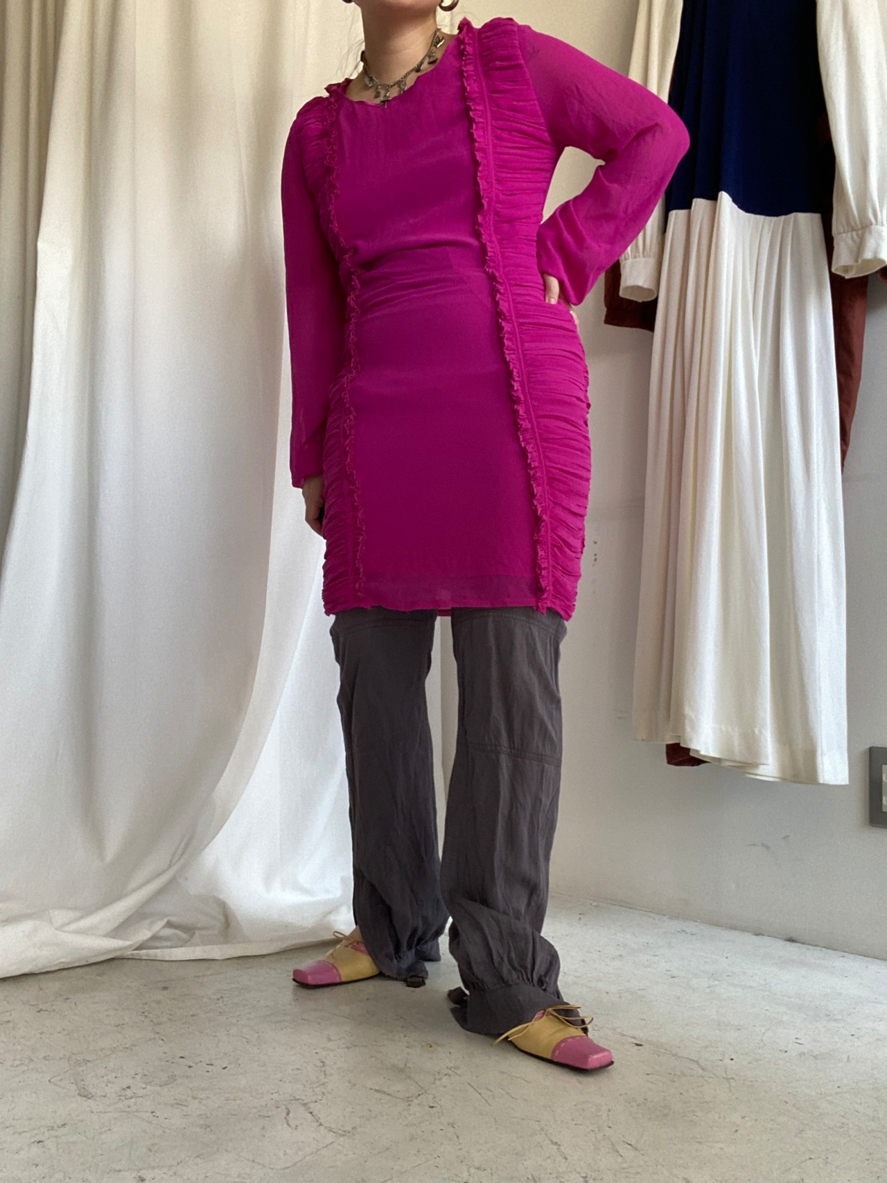 Frills design mini dress Made in Turkey | フリルデザインワンピース メイドイントルコ