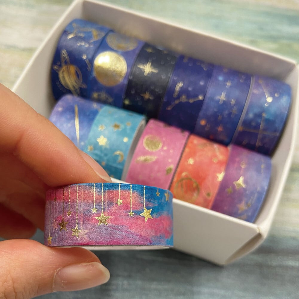 マスキングテープ】15mm×2m 12個入 月 空 宇宙 星座 夕焼け 惑星