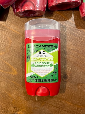 BACANCES. DEODORANT SKATEBOARD WAX. ACID SOUR