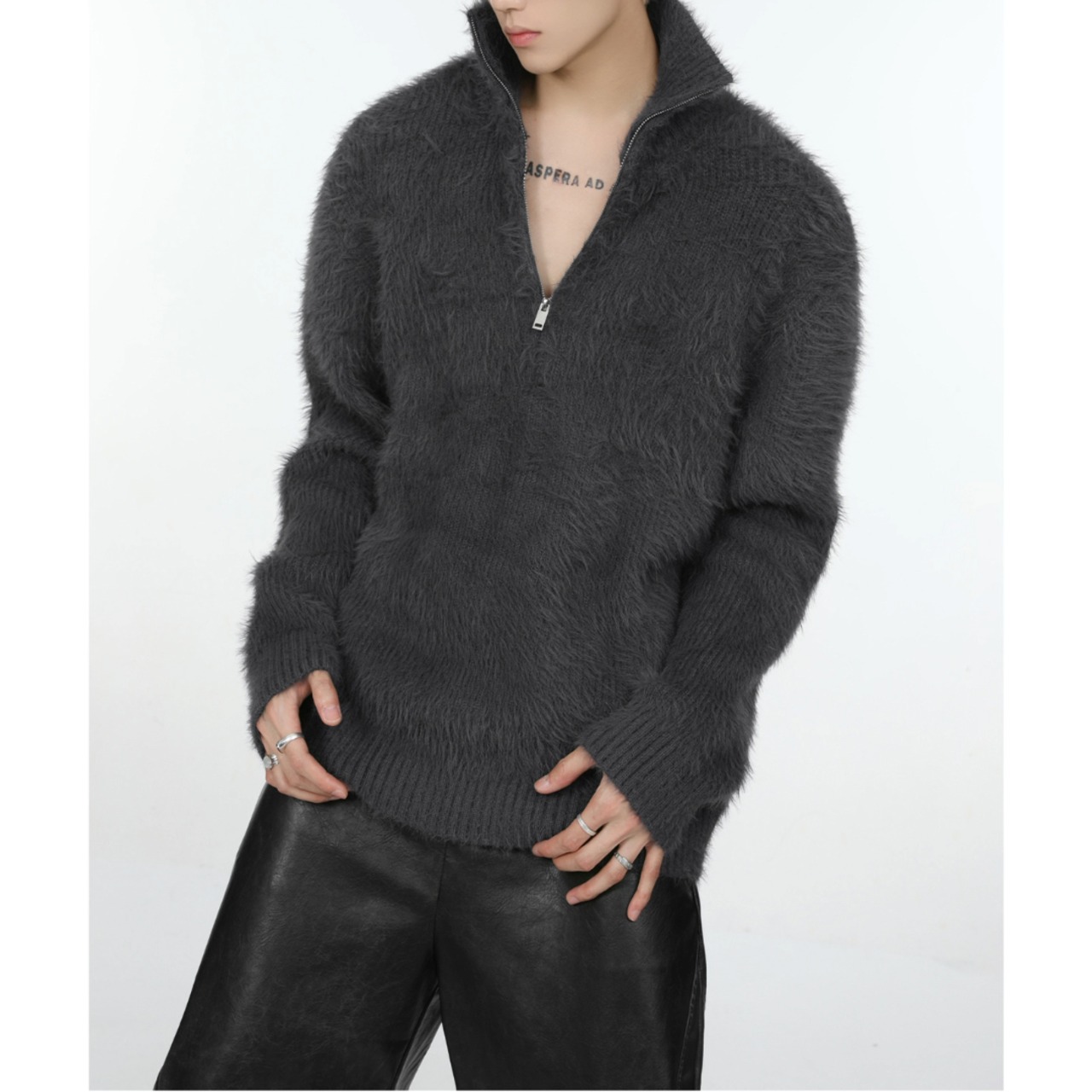 High Neck Zip Sweater / M–3XL　TB2635・画像12