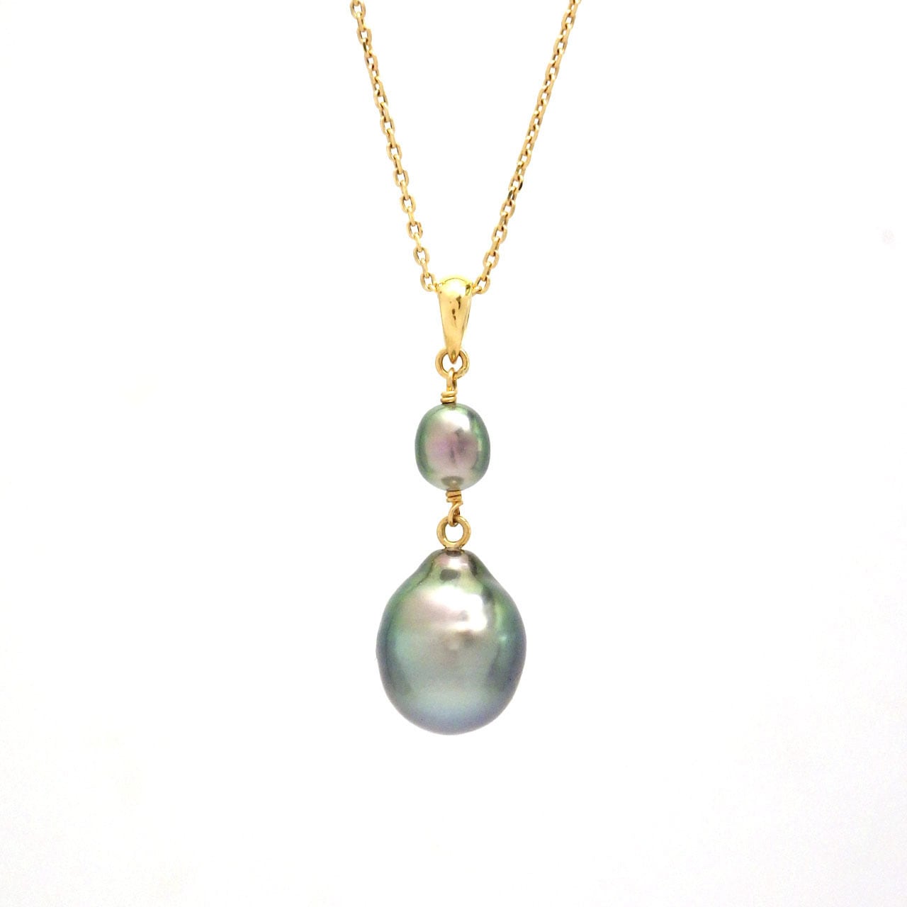 K18YG 南洋黒蝶真珠・黒蝶ケシ真珠 2ピース ペンダントトップ（KR60831