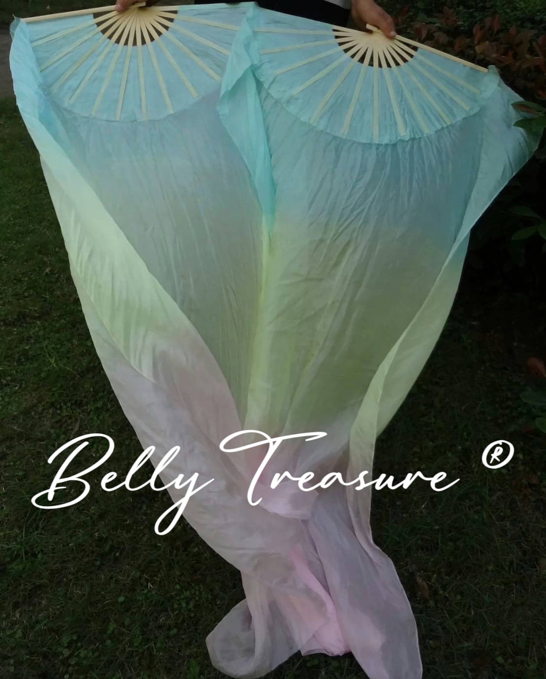 左右2本シルクファンベール ライトブルー/ライトグリーン/ライトピンク