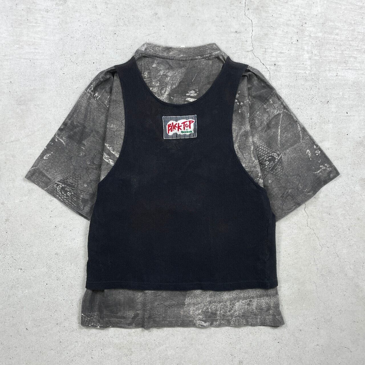 90年代 Reebok リーボック BLACKTOP フェイクレイヤードTシャツ